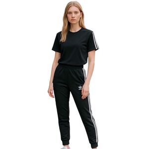 Adidas Youth Elastic Waist Slash Pocket Originals Black White Track Pant Size S